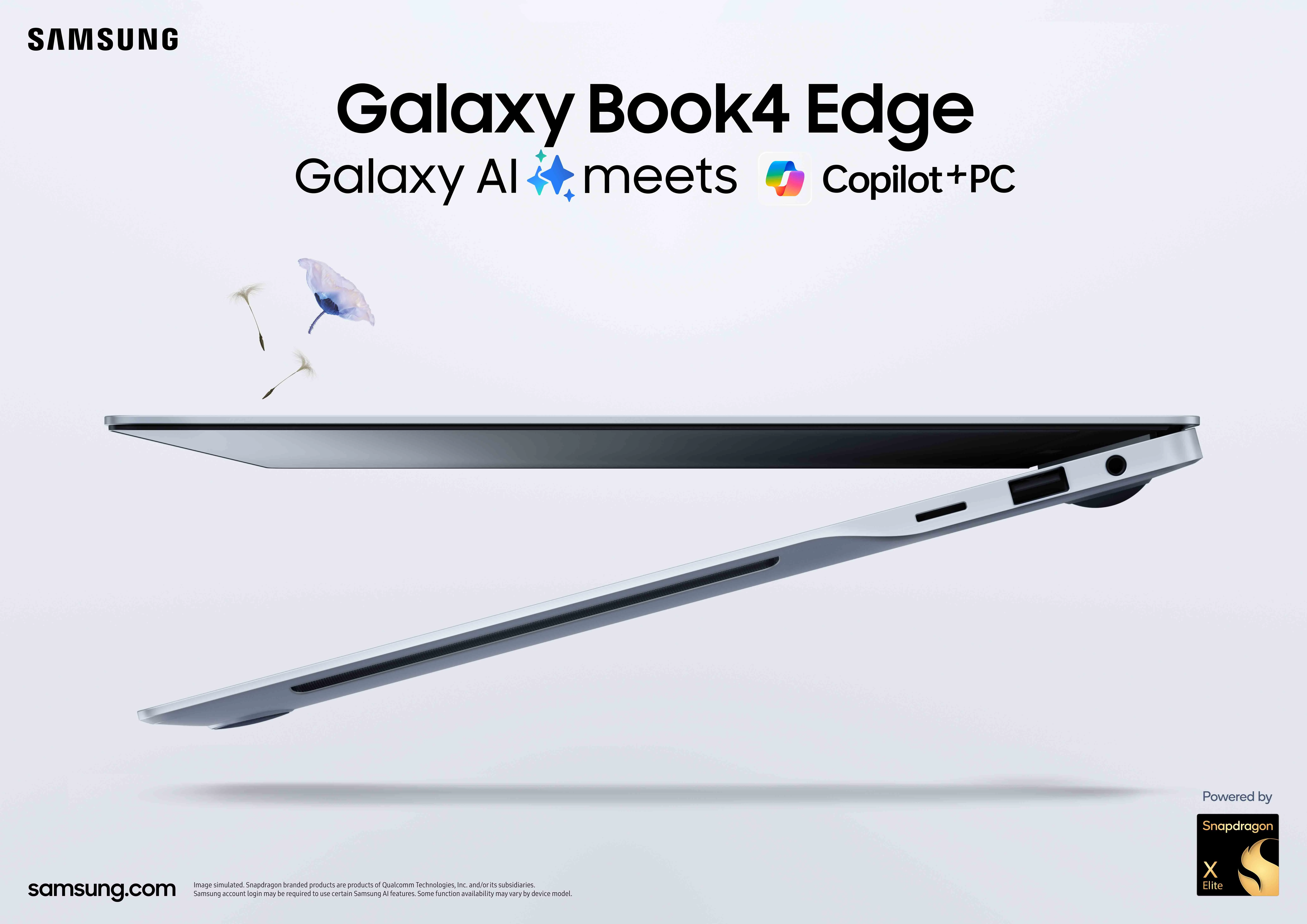 Imagem oficial do design do Galaxy Book4 Edge